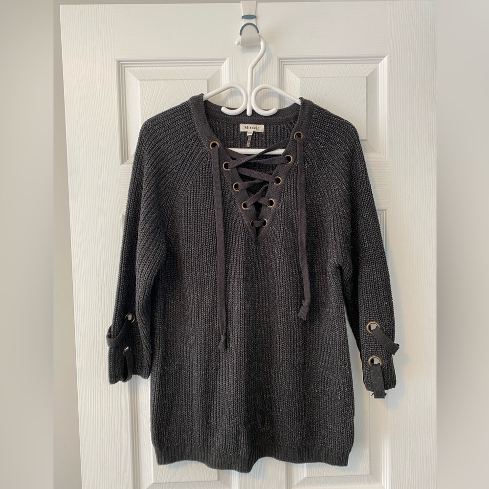 Lace up sweater